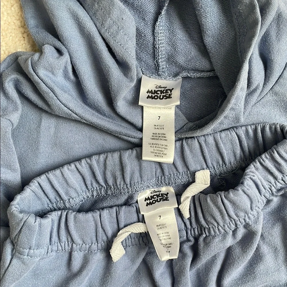 Disney Kids Blue Mickey Hooded Tee & Shorts Matching Set